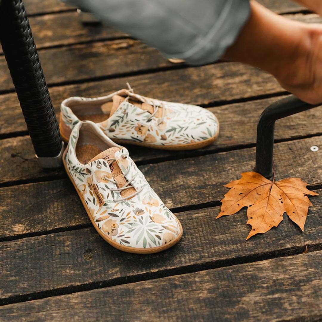 Terrar Textile vegan Olive-Flower - Barfußschuh