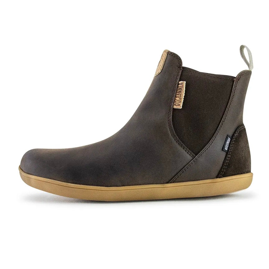 Terrar Chelsea Leather WP | Darkbrown Wasserdichter Barfuß-Chelsea mit warmem Schafwollfutter