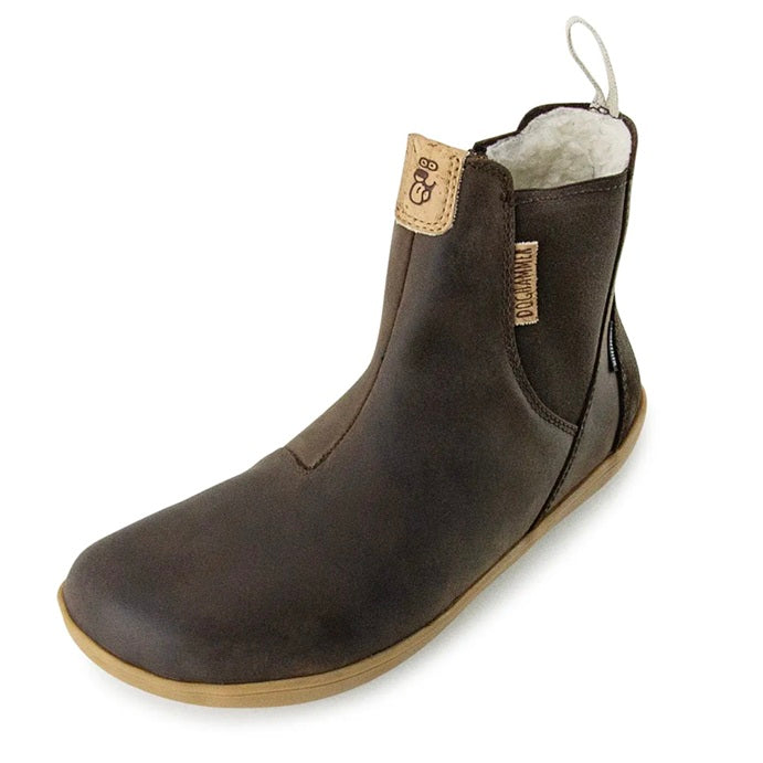 Terrar Chelsea Leather WP | Darkbrown Wasserdichter Barfuß-Chelsea mit warmem Schafwollfutter