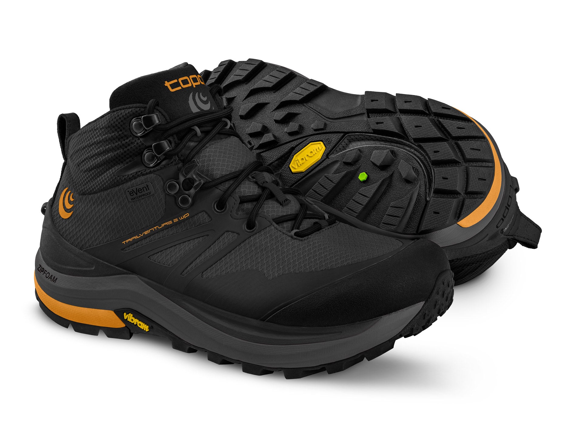 Topo Athletic Trailventure 2 WP Charcoal / Orange –  Herren Wanderschuh - Wasserdichter Komfort für jedes Abenteuer