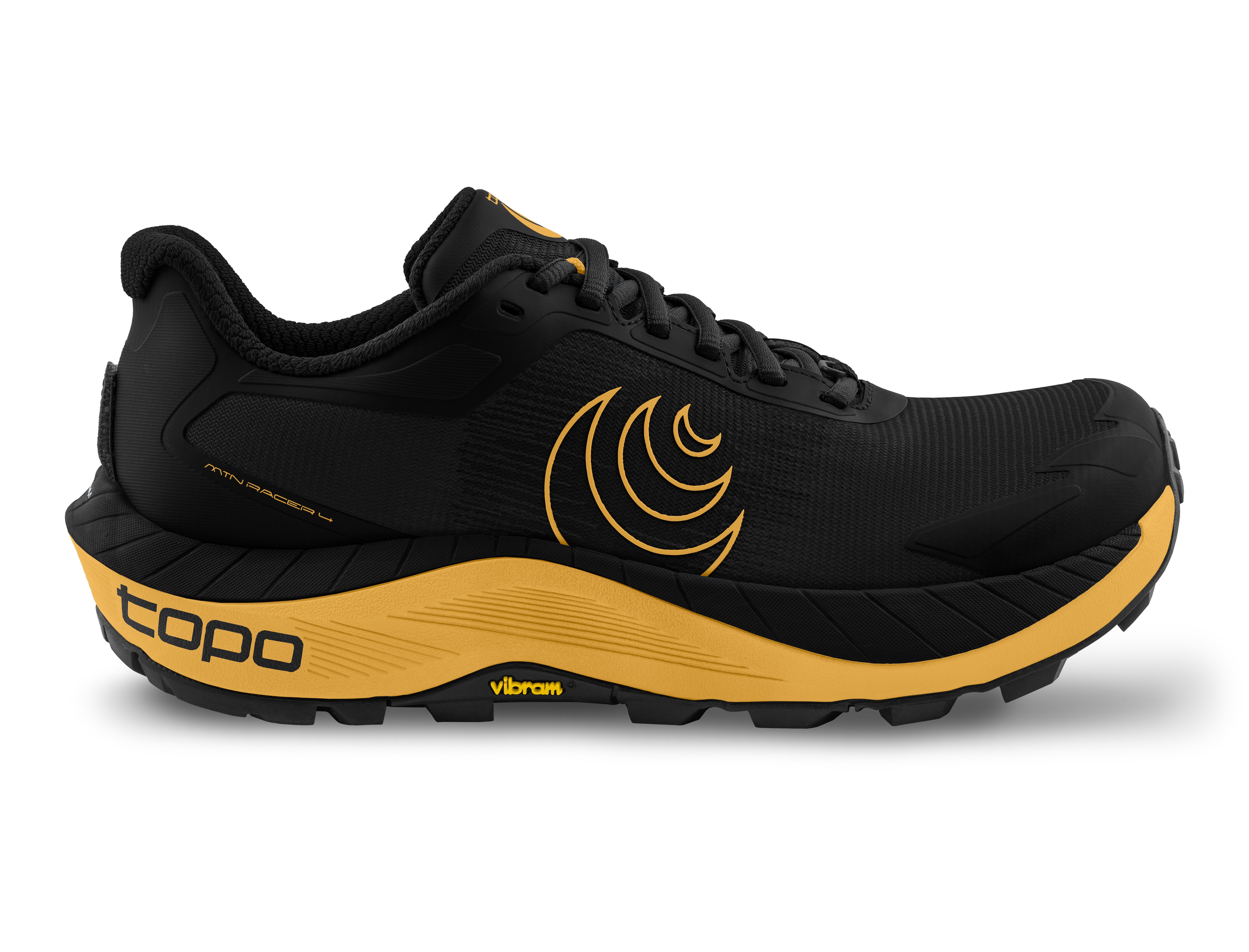 MTN Racer 4 Black/Yellow - Topo Herren Trailrunning-Schuh für schnelle Läufe in anspruchsvollem Gelände.